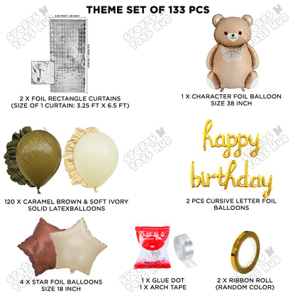 Teddy Bear Foil Balloon Set With Happy Birthday Foil Letter Arch Theme