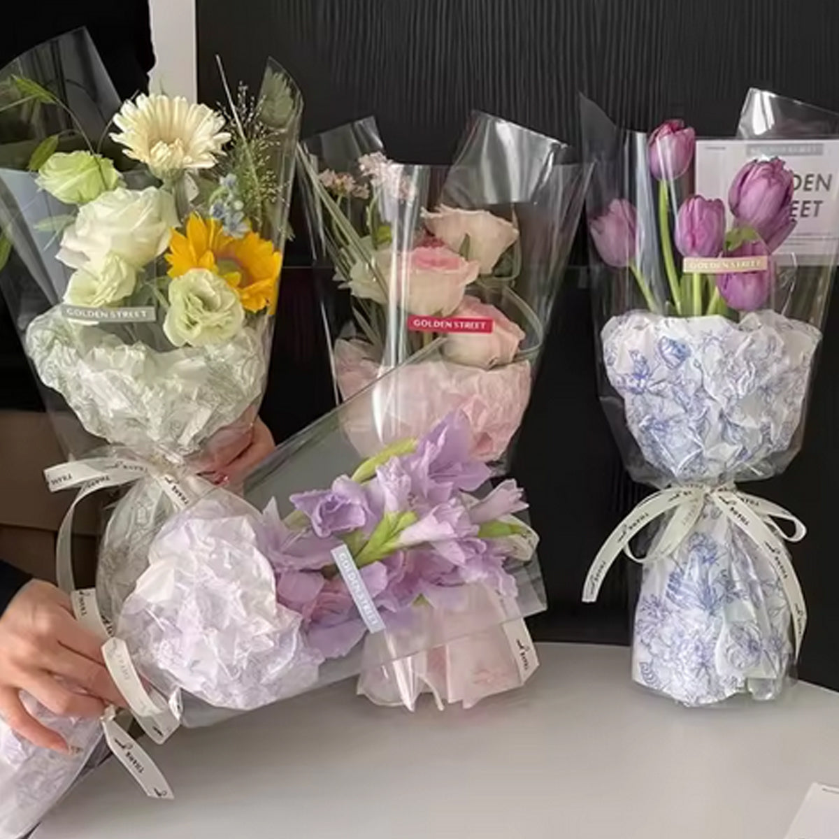 Elegent Floral Printed Toile Pattern Paper Bouquet Sheet -   Pack Of 20