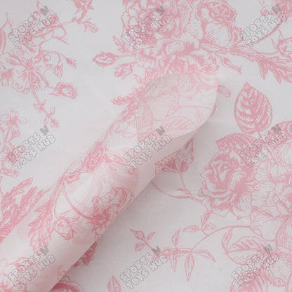 Elegent Floral Printed Toile Pattern Paper Bouquet Sheet -   Pack Of 20