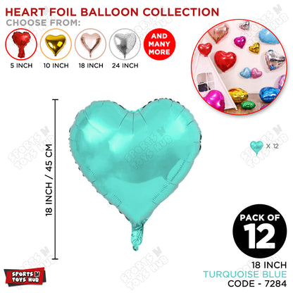 18 Inch - Turquoise Blue Heart Foil Balloon