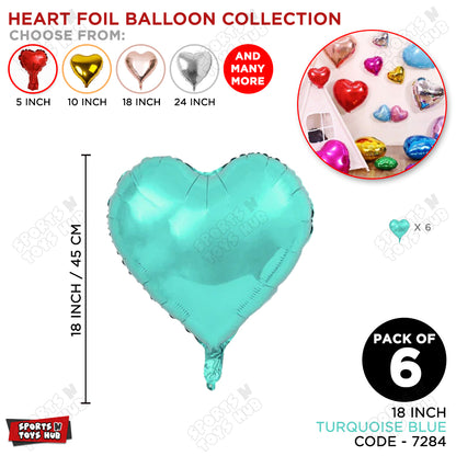 18 Inch - Turquoise Blue Heart Foil Balloon