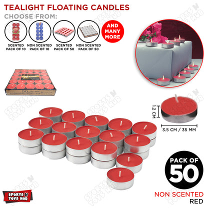 Non Scented Floating Tea Light Wax Candles - Pack of 50