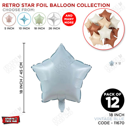 18 Inch - Vintage Blue Star Foil Balloon