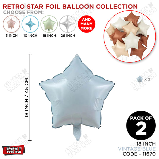 18 Inch - Vintage Blue Star Foil Balloon
