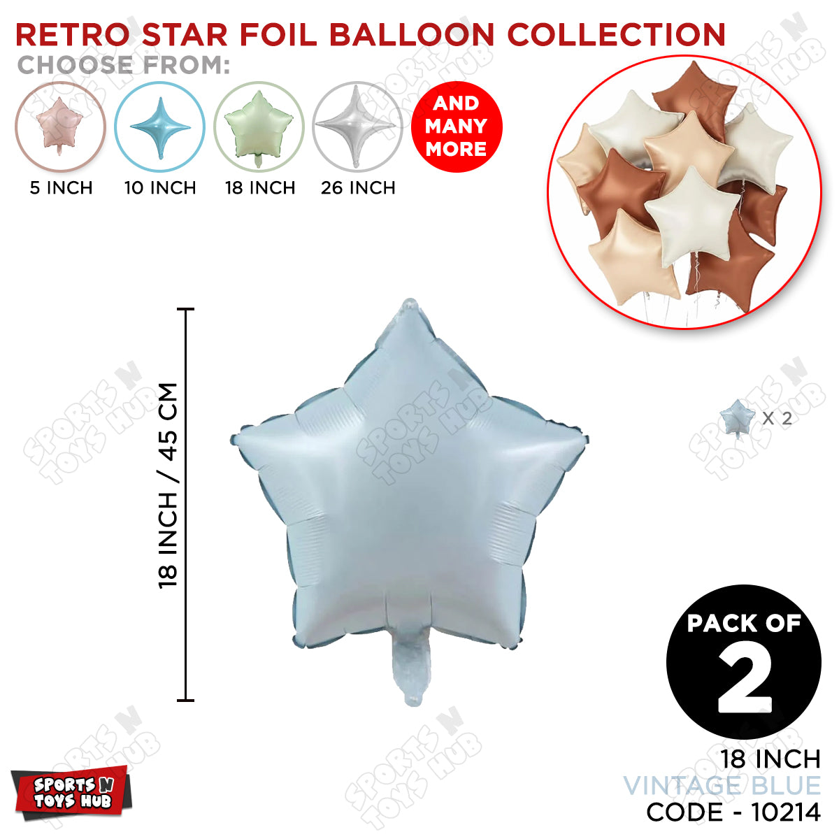 18 Inch - Vintage Blue Star Foil Balloon