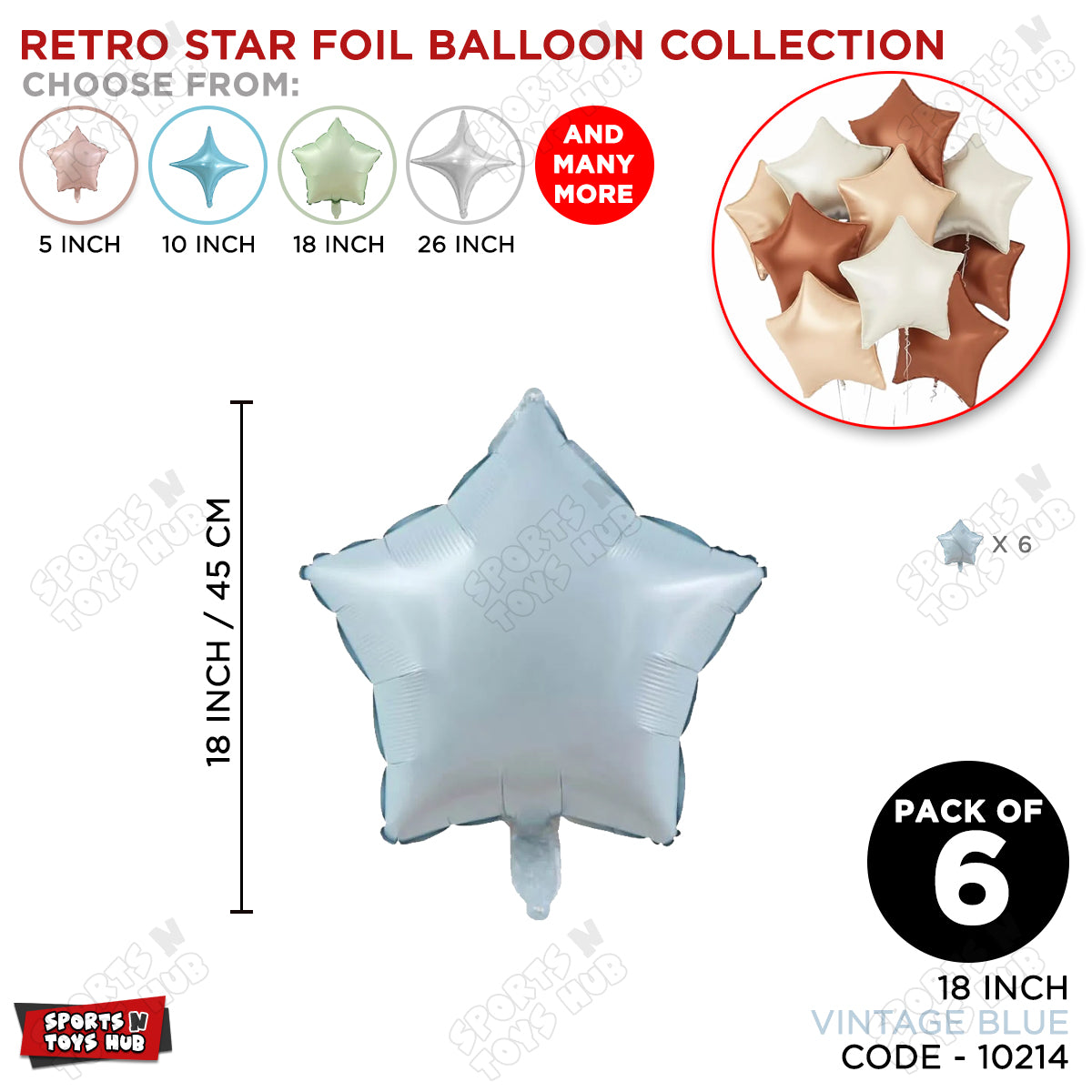 18 Inch - Vintage Blue Star Foil Balloon
