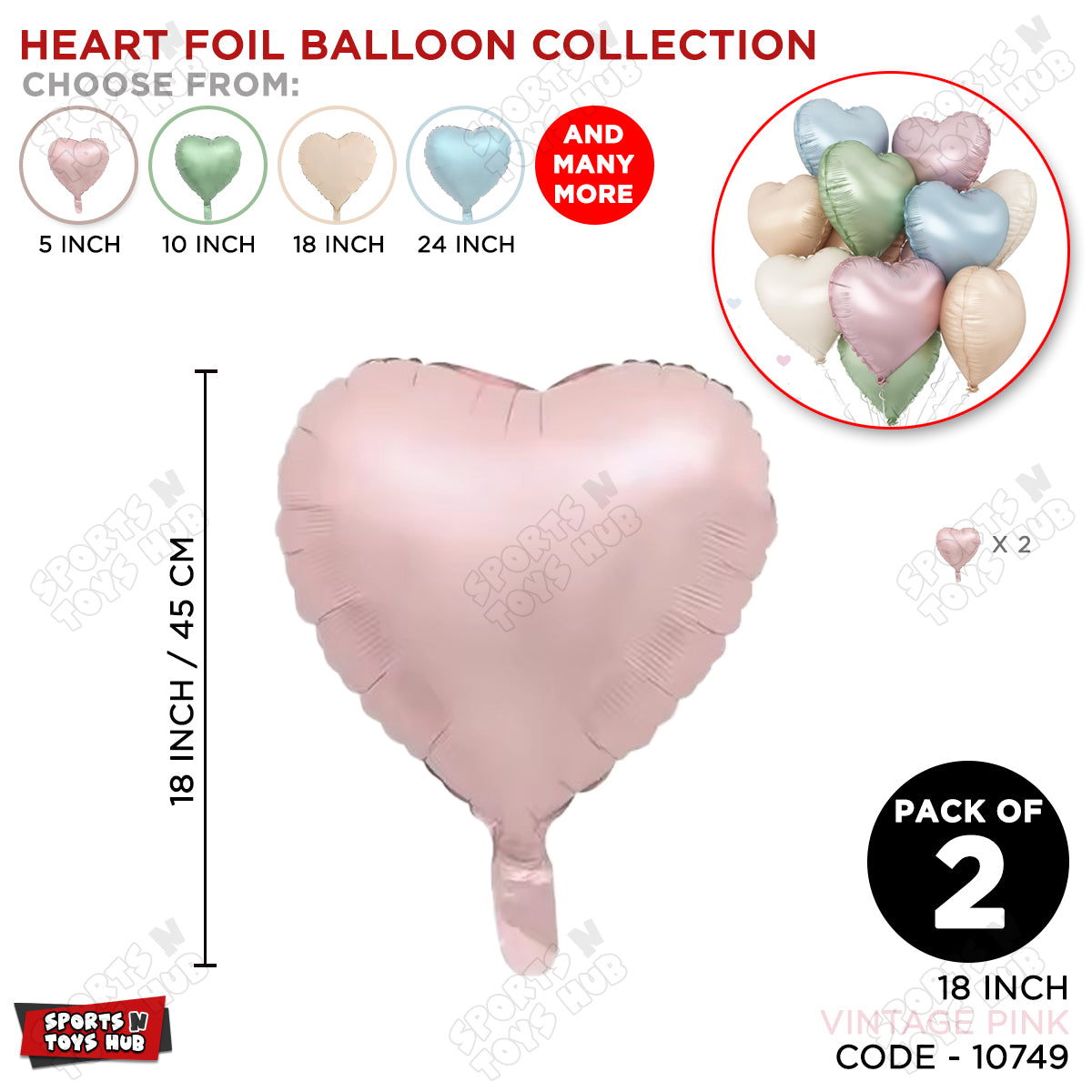 18 Inch - Vintage Pink Heart Foil Balloon