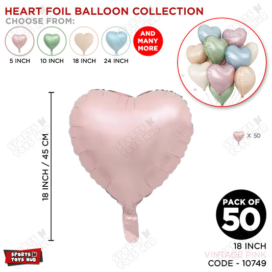 18 Inch - Vintage Pink Heart Foil Balloon