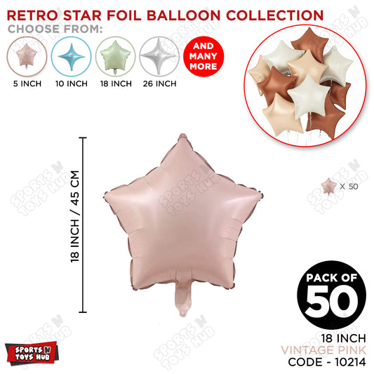18 Inch - Vintage Pink Star Foil Balloon