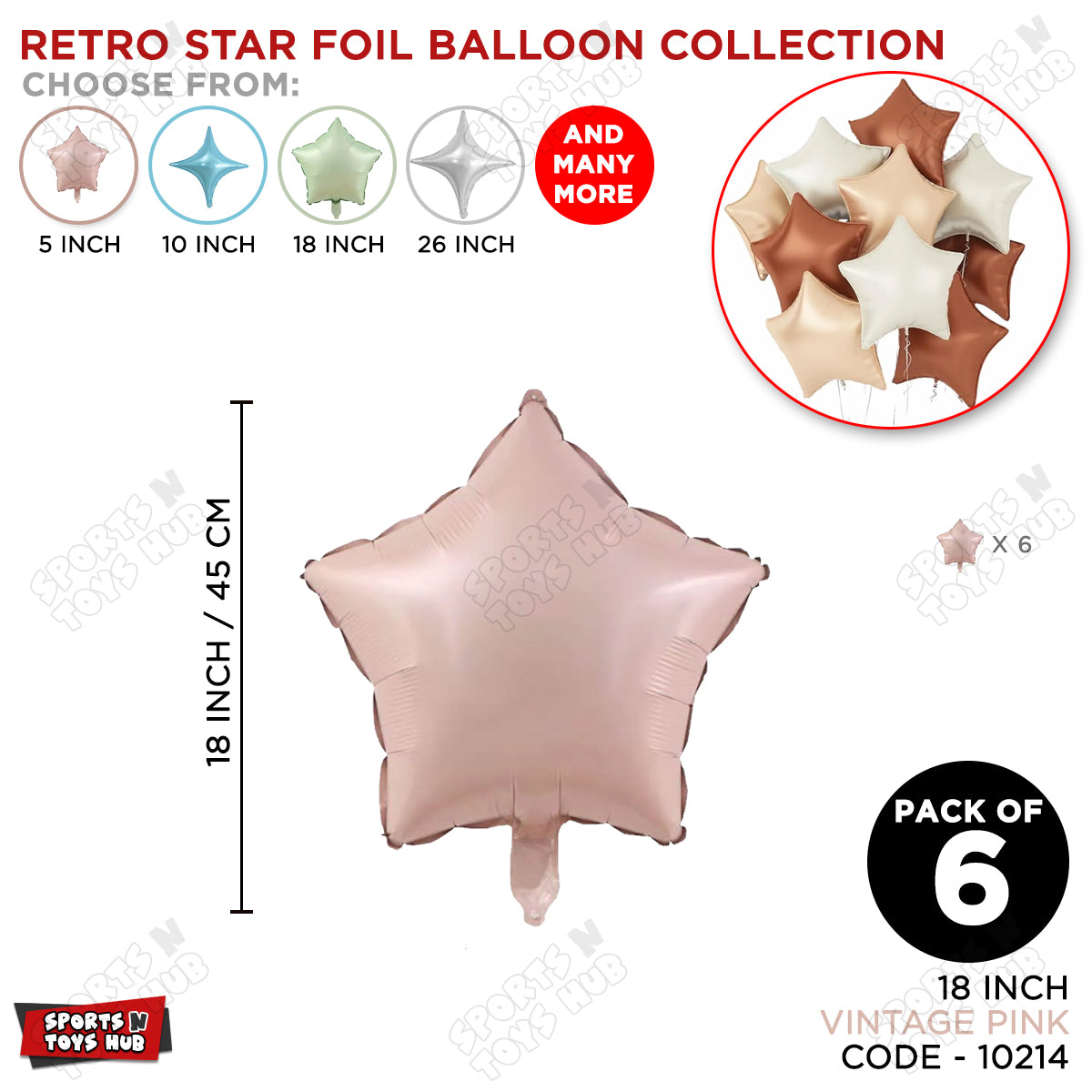 18 Inch - Vintage Pink Star Foil Balloon