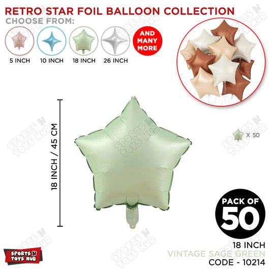18 Inch - Vintage Sage Green Star Foil Balloon