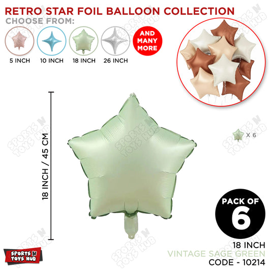18 Inch - Vintage Sage Green Star Foil Balloon
