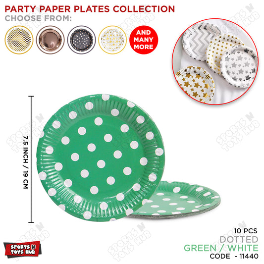 Disposable Printed Polka Doted Plates - Pack Of 10