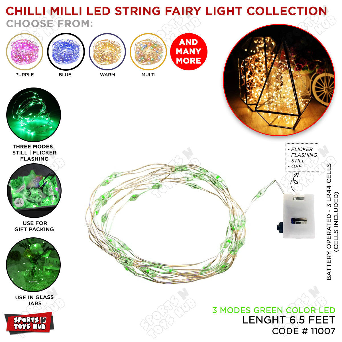 3 Modes Mini Steel Wire Fairy Light Battery Operated Ideal For Adding to Gift Baskets or Boxes or Room Decor