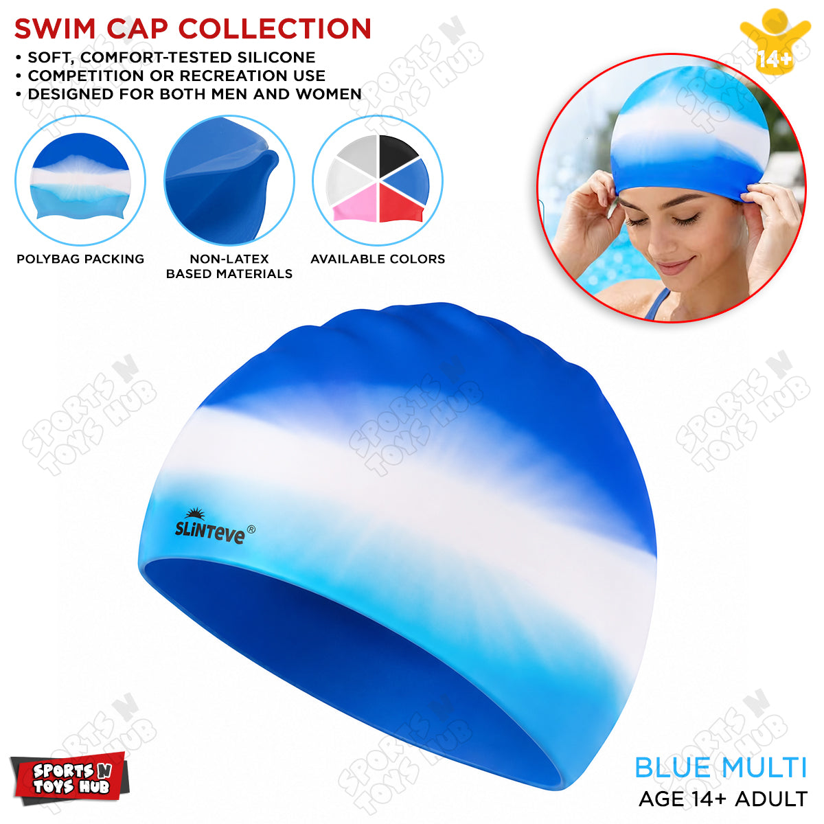 Swimming Silicone Cap Free Size For Adults and Kids Swimmers